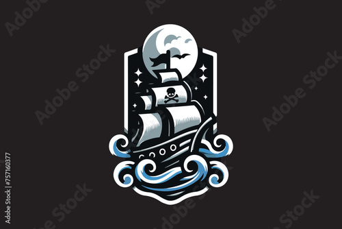 pirate ship vector t shirt design.