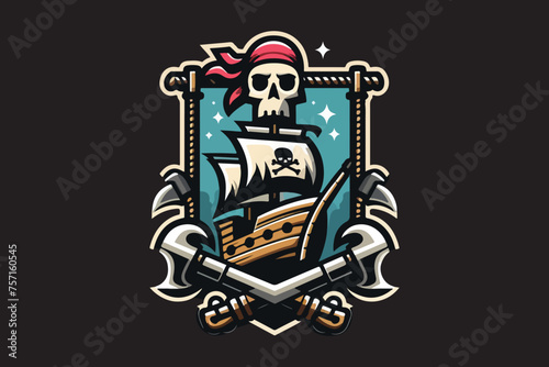 pirate ship vector t shirt design.