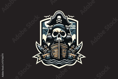pirate ship vector t shirt design.