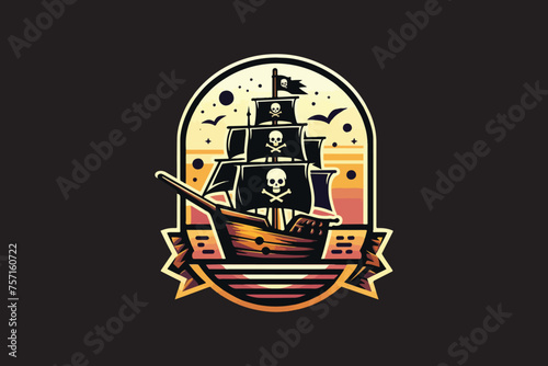 pirate ship vector t shirt design.