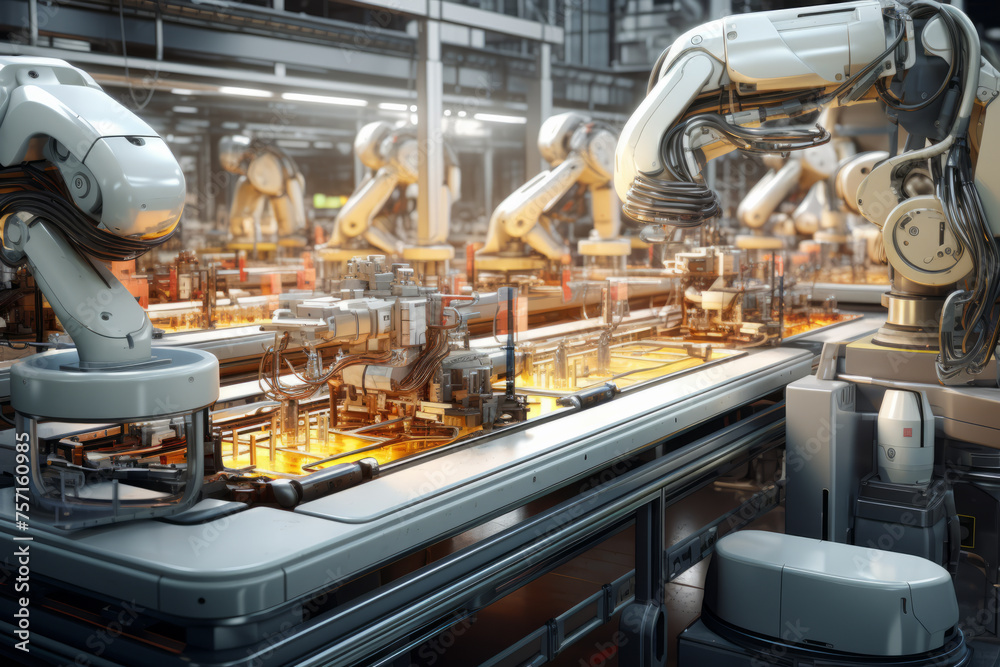 Industrial automation production line, application of robotic arms in manufacturing