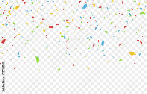 Vector confetti png. Falling colorful confetti. Confetti, serpentine, tinsel. Festive decoration, birthday.