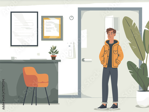  A young entrepreneur paces nervously outside a potential investor's office waiting for their make-or-break pitch meeting. (Investor meeting) 