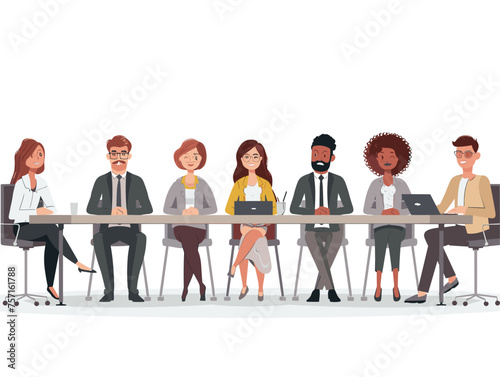  Two opposing teams sit across a long table their expressions tense as they negotiate the terms of a crucial business deal. (Contract negotiation) 