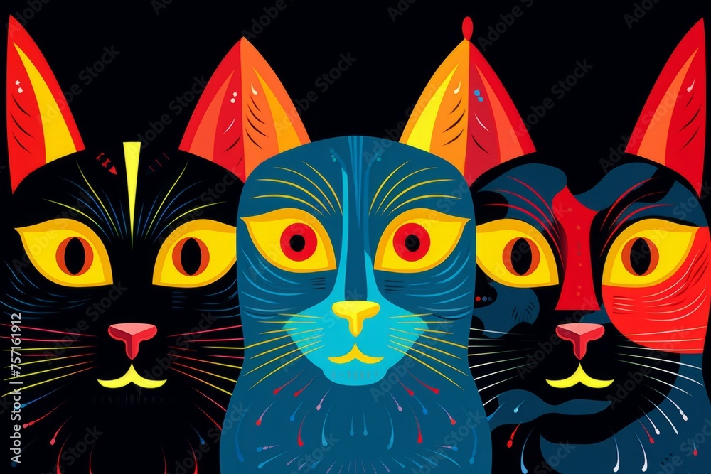 graphic set of multiples cat faces graphic set of multiples cat faces