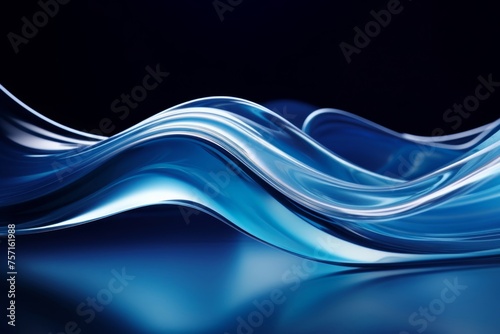 Elegant Blue Waves on a Dark Background Abstract Design