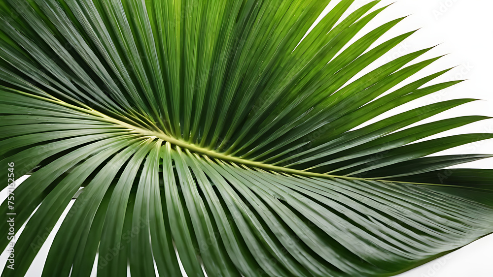 palm leaf on a white background close-up palm leaf on a white background close-up