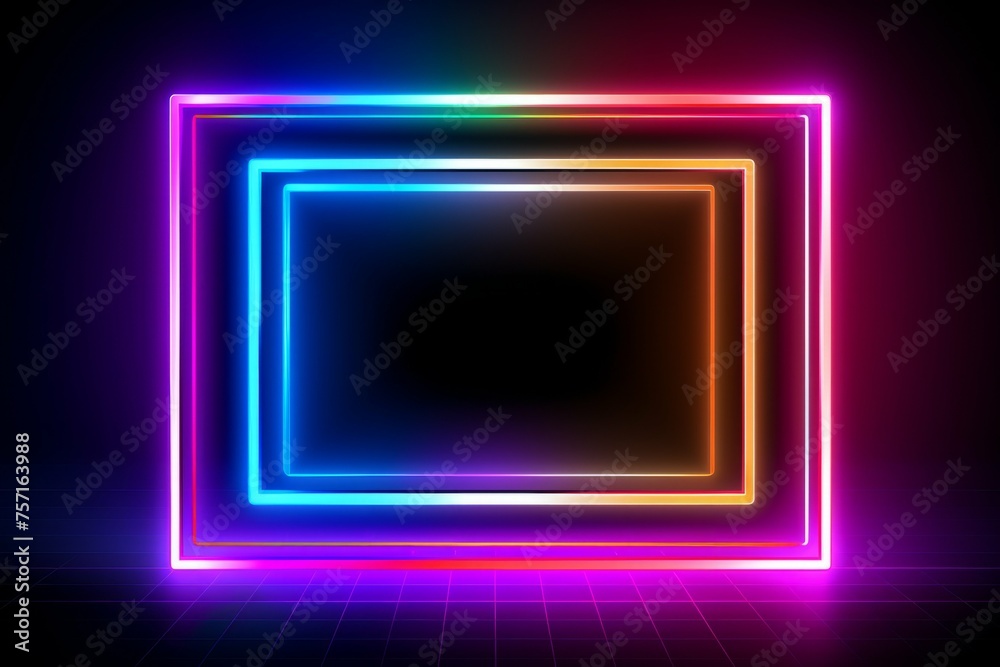 rectangular neon frame vector