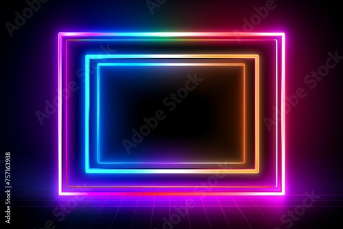 rectangular neon frame vector