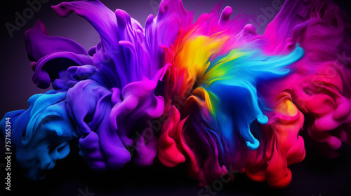 A colorful explosion of paint with a rainbow of colors