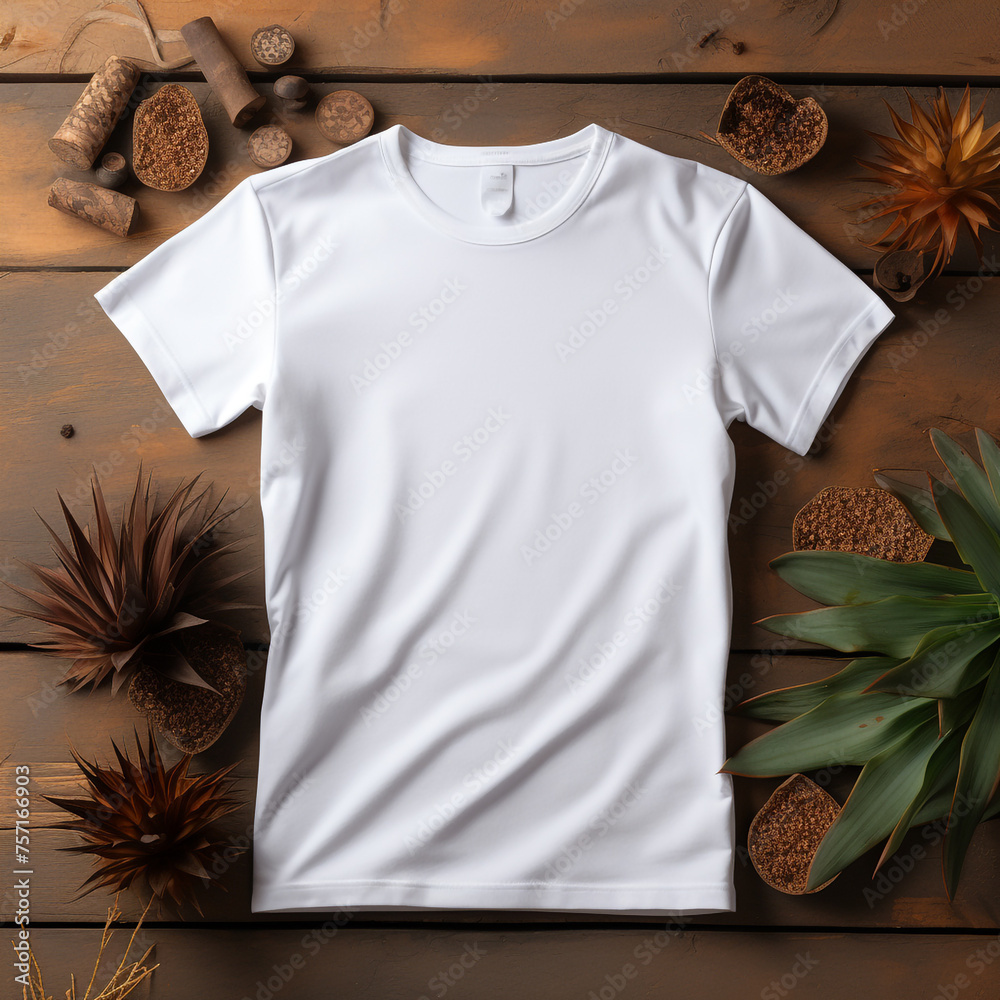 white t-shirt mockup and real beautiful background сreated with Generative Ai white t-shirt mockup and real beautiful background сreated with Generative Ai