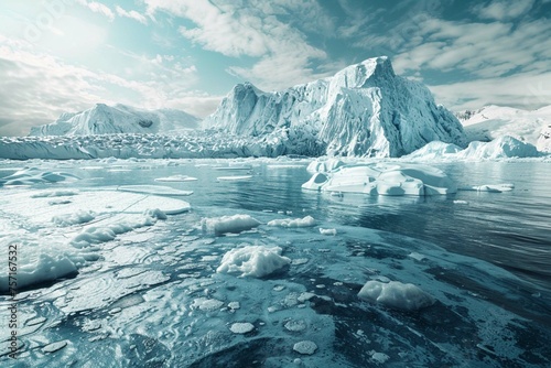 concept of rising sea levels due to global warming of the earth and melting glaciers
