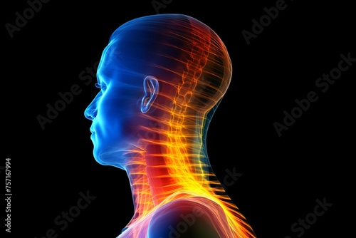 a woman's body with pain in her neck