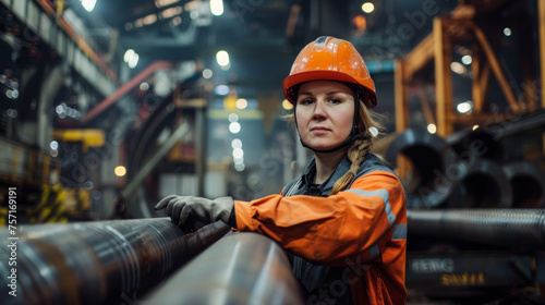 Portrait of a woman steelworks industry worker