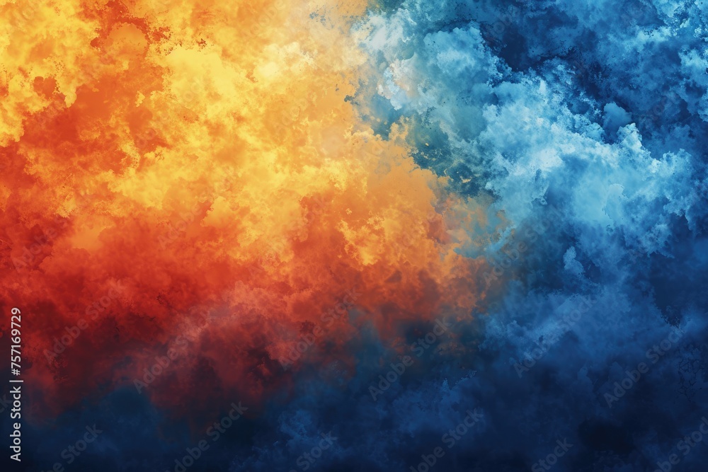 Vibrant Sky With Clouds, A Mesmerizing Display of Colors, A gradient transition from midnight blue to fiery orange, infused with the representation of dreamy clouds, AI Generated