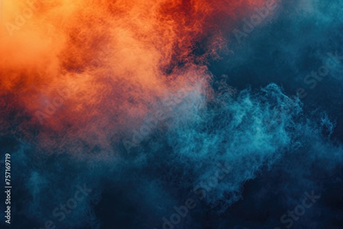 Aerial View of an Orange and Blue Cloud  A gradient transition from midnight blue to fiery orange  infused with the representation of dreamy clouds  AI Generated