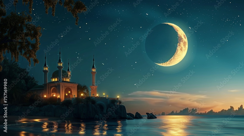 ramadan beautiful moon scene