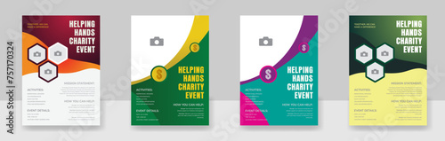 Charity and donation poster design templates, fundraising event Flyer Design