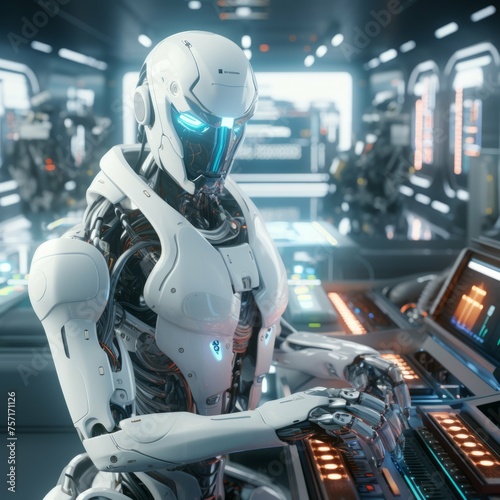 AI generated futuristic robot in a sci-fi laboratory