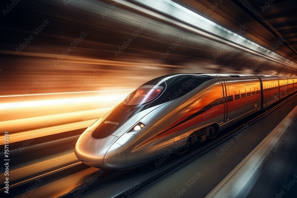 High-speed train passing through tunnel High-speed train passing through tunnel