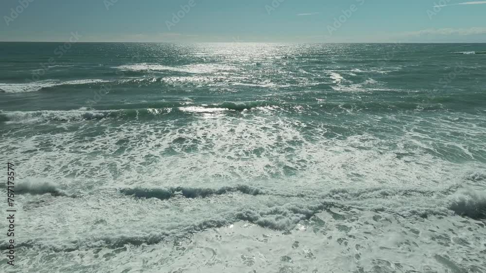 Flight over the sea waves with a drone Flight over the sea waves with a drone