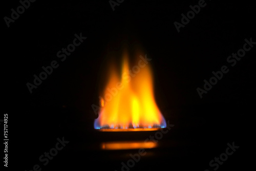 Photo of burning fire, photo of red flame on gas stove
