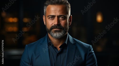 Standing on gray with arms crossed, a confident confident indian businessman investor, rich ethnic ceo, business executive, lawyer and banker stands isolated on gray. Portrait.