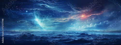 Beauty of deep space. Colorful graphics for background, like water waves, clouds, night sky, universe, galaxy, Planets,, Bright color