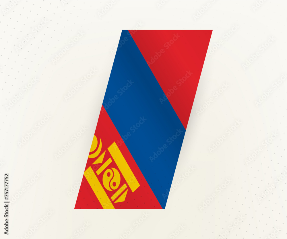 Fototapeta premium Abstract modern vertical flag of Mongolia on beige background with dots.