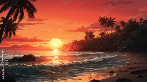 Sunset Palm Coastline