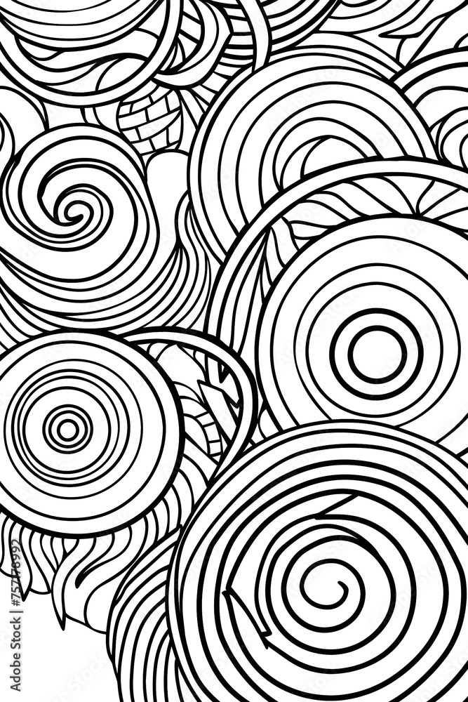 Fototapeta premium A swirling mass of black and white lines creates a hypnotic and captivating pattern with optical illusion effect