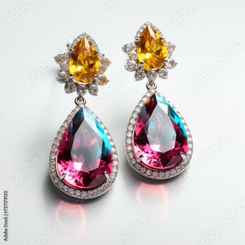 Colorful Jewel Earring isolated on white background © Michael Böhm