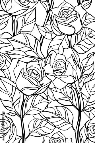 Detailed black and white roses pattern design  suitable for a variety of needs from fabric to wallpaper