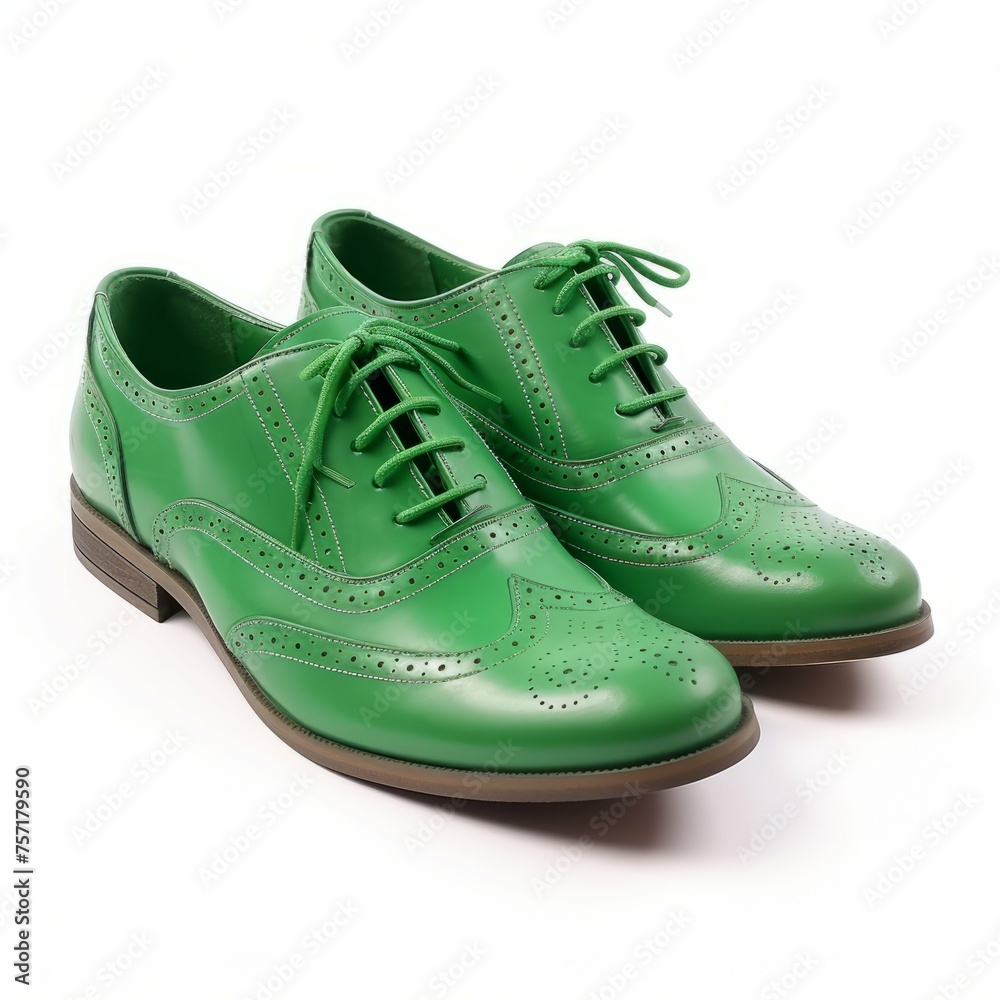 Green Oxfords isolated on white background
