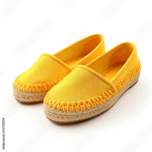 Yellow Espadrilles isolated on white background