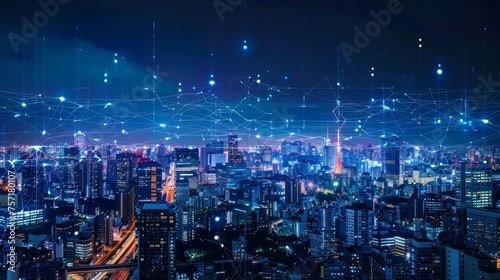 5G. IoT (Internet of Things). Telecommunication concept for smart cities.