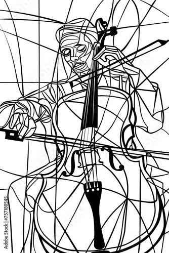 Wallpaper Mural A minimalist depiction of a violinist captured in a series of abstract lines, portraying the essence of musical performance Torontodigital.ca