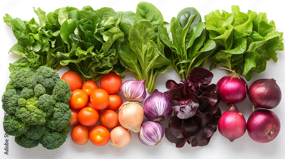 Variety of fresh vegetables isolated on white background. Top view. Variety of fresh vegetables isolated on white background. Top view.