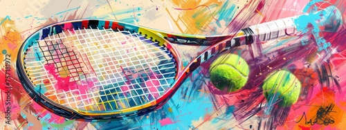 tennis raquete and frescobol raquete, collage  © paisorn