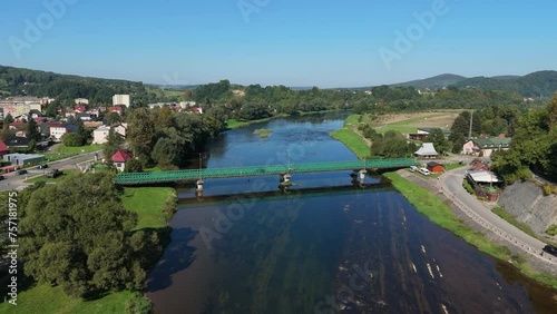 Wallpaper Mural Beautiful Landscape River San Bridge Sanok Bieszczady Aerial View Poland Torontodigital.ca