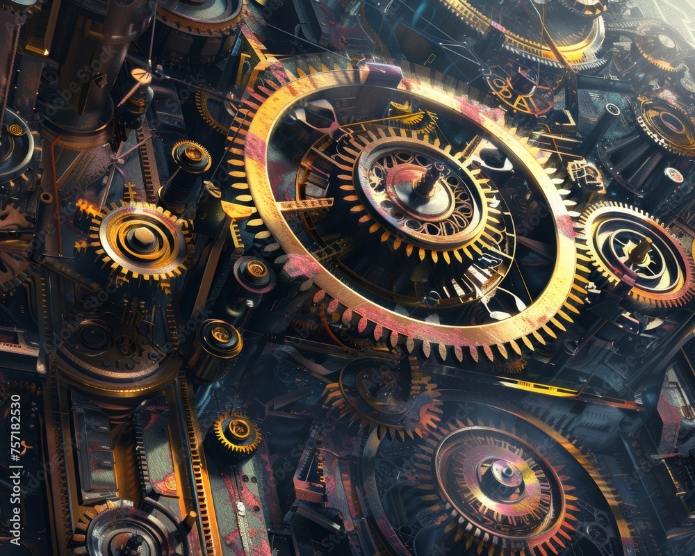 A digital representation of clockwork machinery