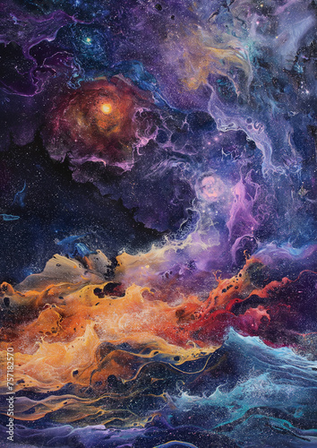Ethereal Oil Paint Intergalactic Nebulae Patterns Artwork