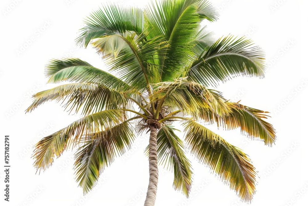 Palm tree with coconuts isolated on white background. XXL size.