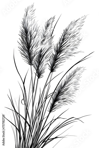 Wallpaper Mural A soft and gentle sketch portraying the fluffy heads of pampas grass moving in the wind, with a focus on texture Torontodigital.ca