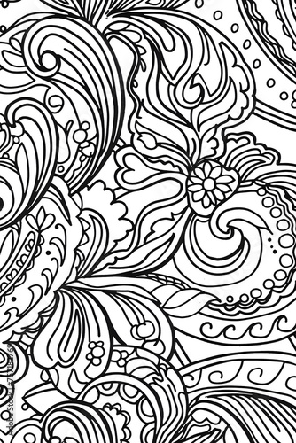 Wallpaper Mural Intricate floral patterns weave across the image creating a mesmerizing black and white design suitable for various applications Torontodigital.ca
