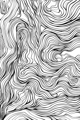 Artistic texture with a dynamic arrangement of organic wavy lines creating a sense of movement in a black and white palette