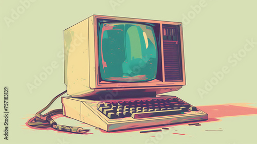 Aesthetic still-life representation of a classic computer against a soft pastel beige backdrop