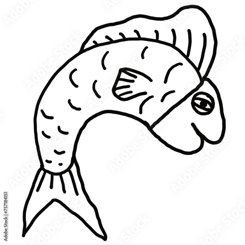 Fototapeta Naklejka Na Ścianę i Meble -  drawn sketch of funny cartoon fish