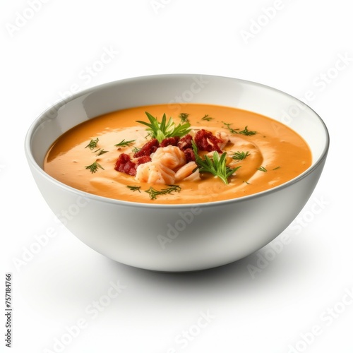 Lobster Bisque isolated on white background