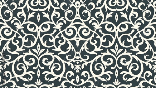 Classic black and white damask wallpaper pattern